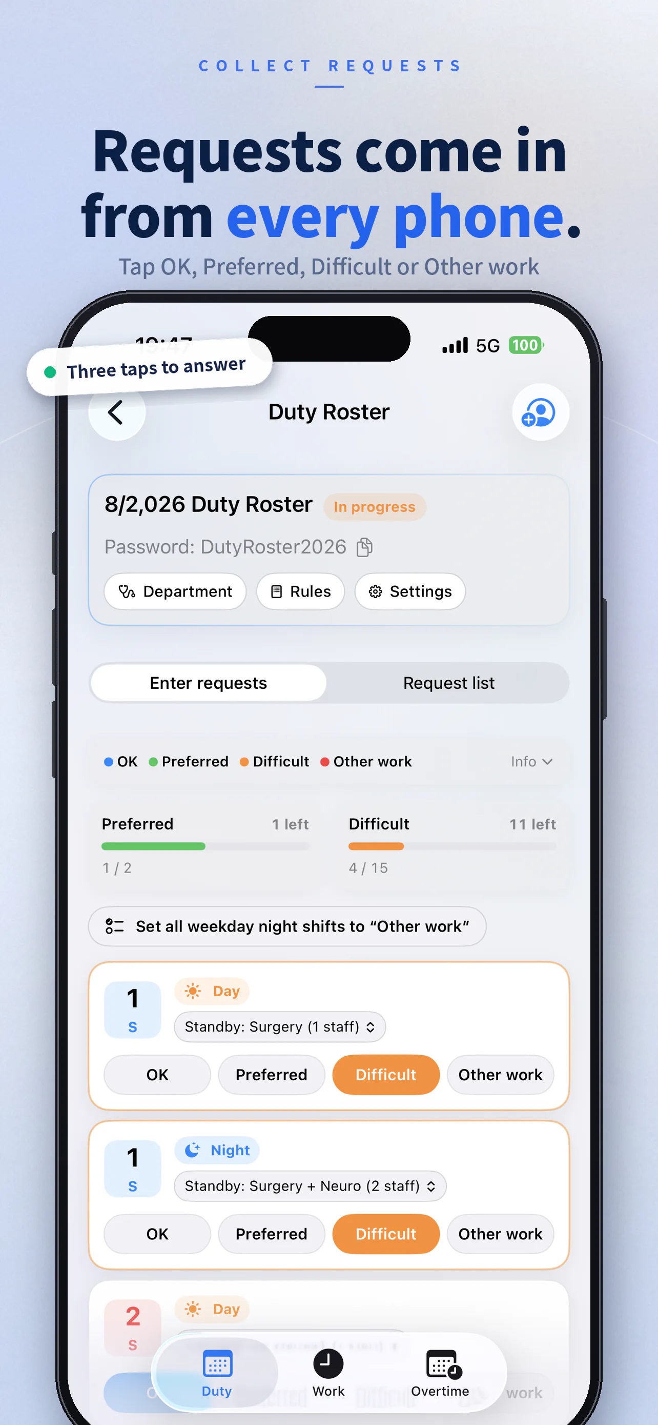 OnCall Generator app showcase explaining how availability requests are collected from each phone